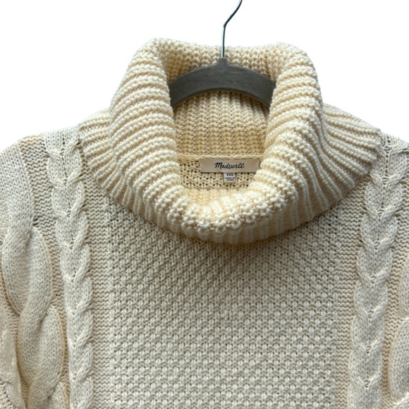Madewell Women’s XXS Capri Cable Knit Cream Turtleneck Sweater, Madewell Sweater - Picture 5 of 11